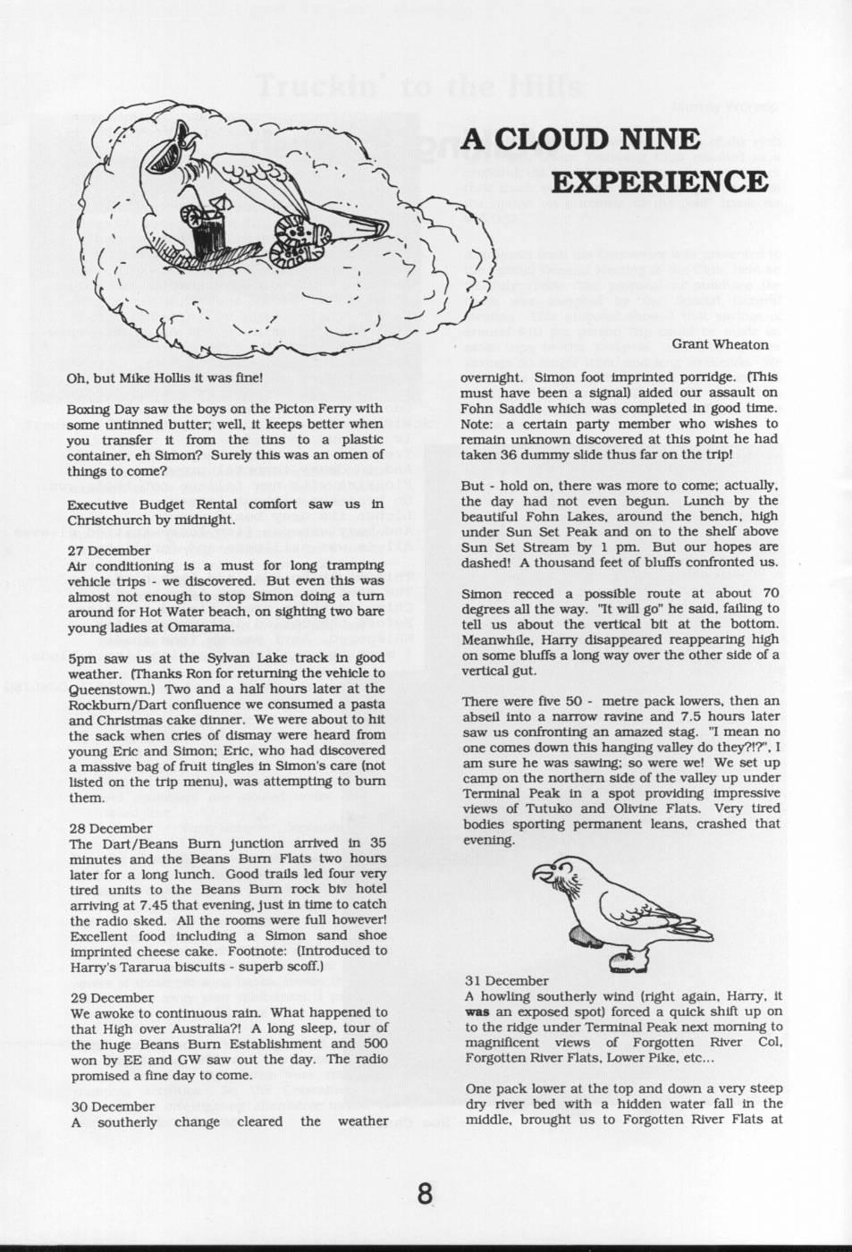 Scanned journal page 1 of 4: A Cloud Nine Experience