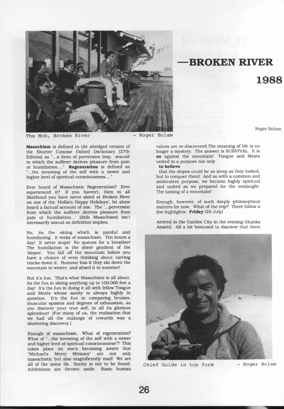 Scanned journal page 1 of 3: Broken River 1988