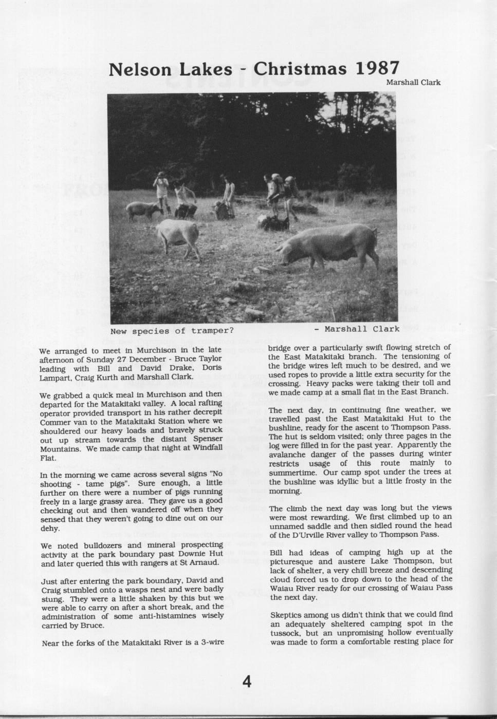 Scanned journal page 1 of 3: Nelson Lakes - Christmas 1987