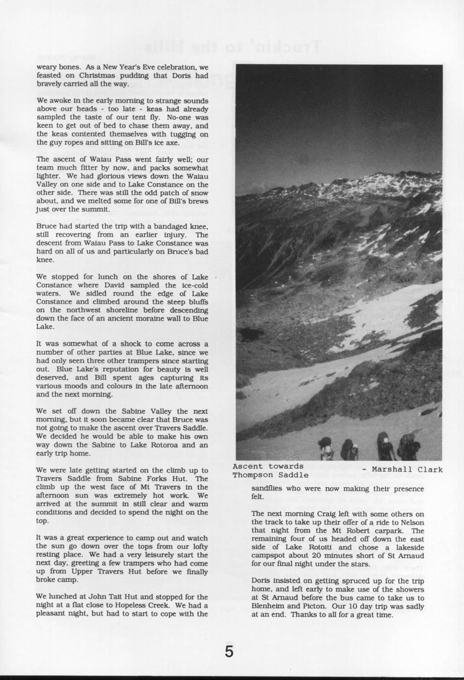 Scanned journal page 2 of 3: Nelson Lakes - Christmas 1987
