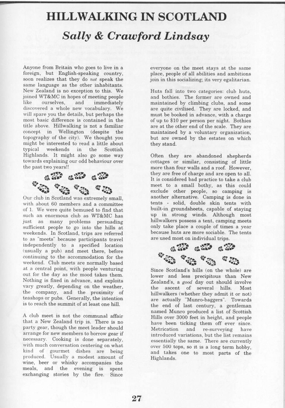 Scanned journal page 1 of 3: Hillwalking in Scotland