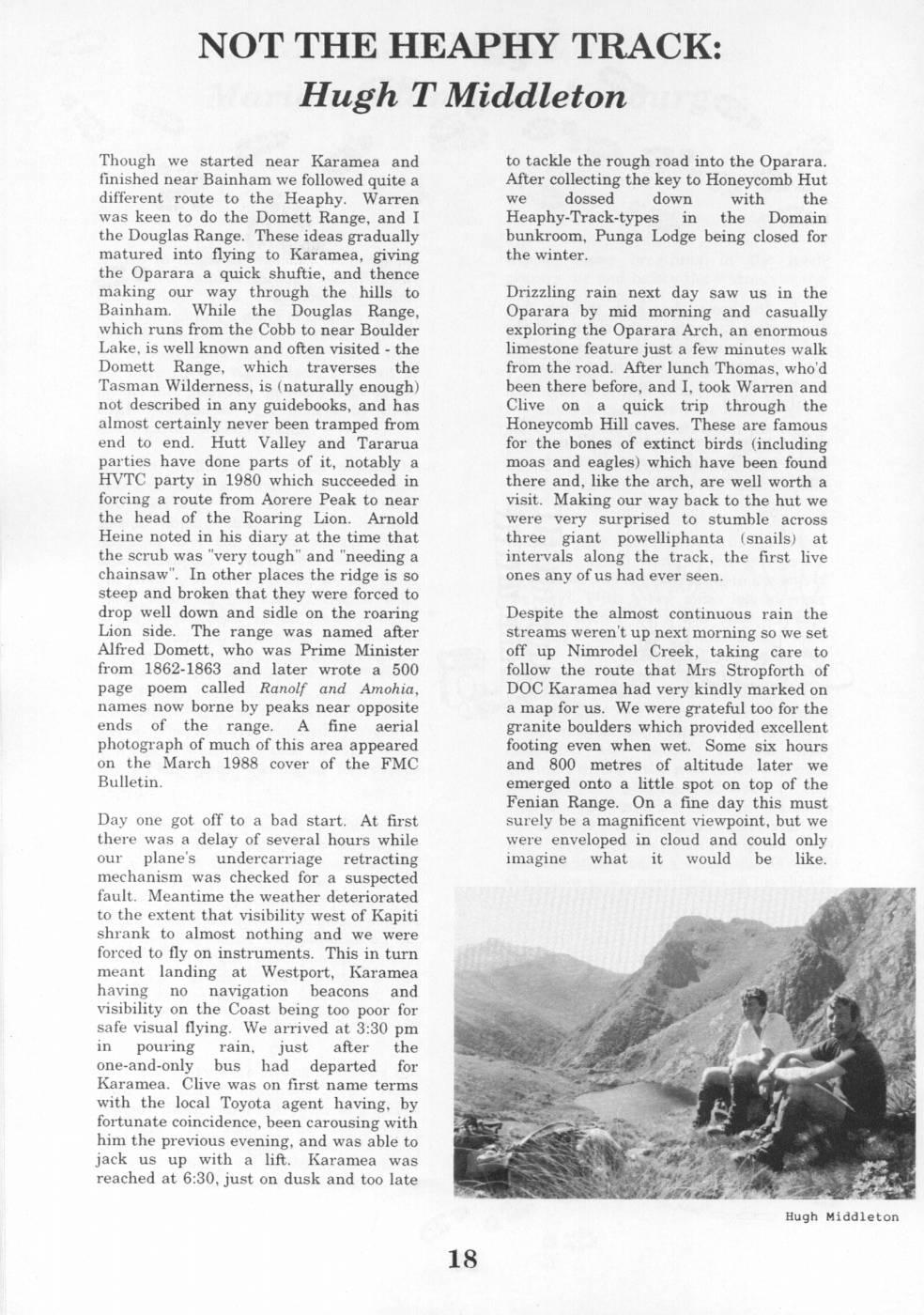 Scanned journal page 1 of 7: Not the Heaphy Track