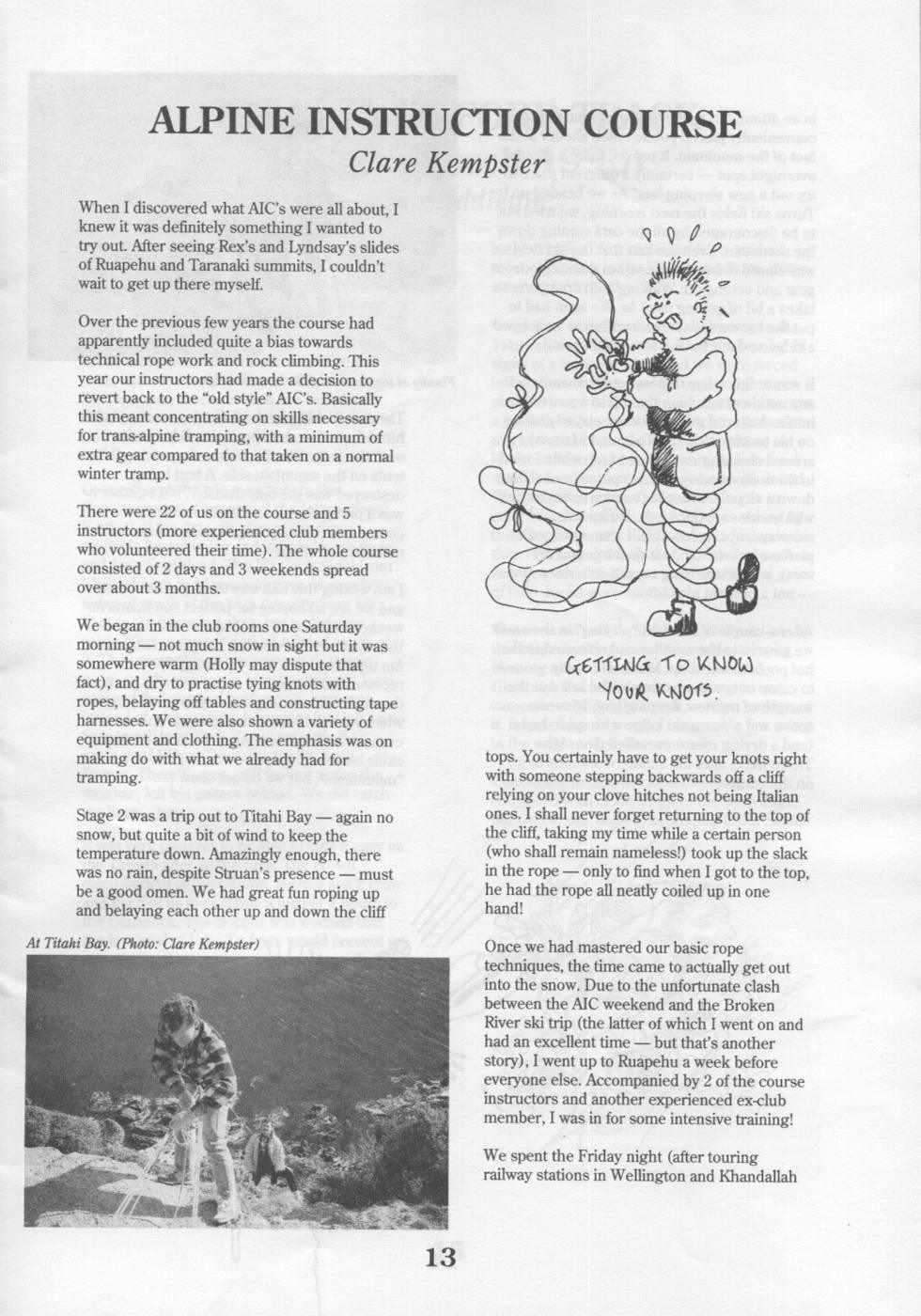 Scanned journal page 1 of 3: Alpine Instruction Course