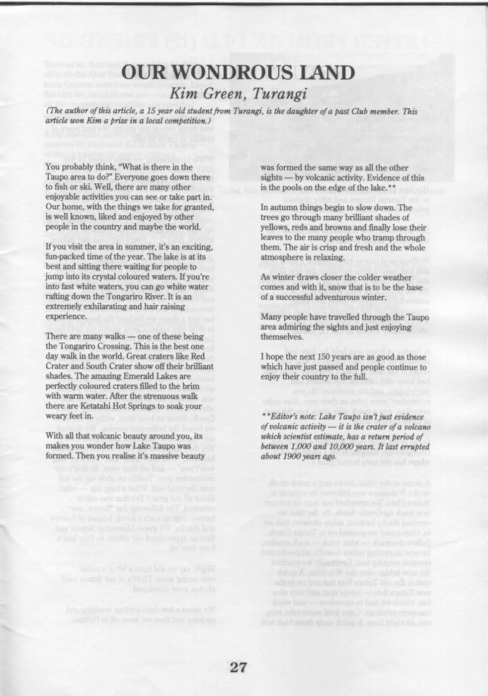 Scanned journal page 3 of 3: Coast to Coast 1990
