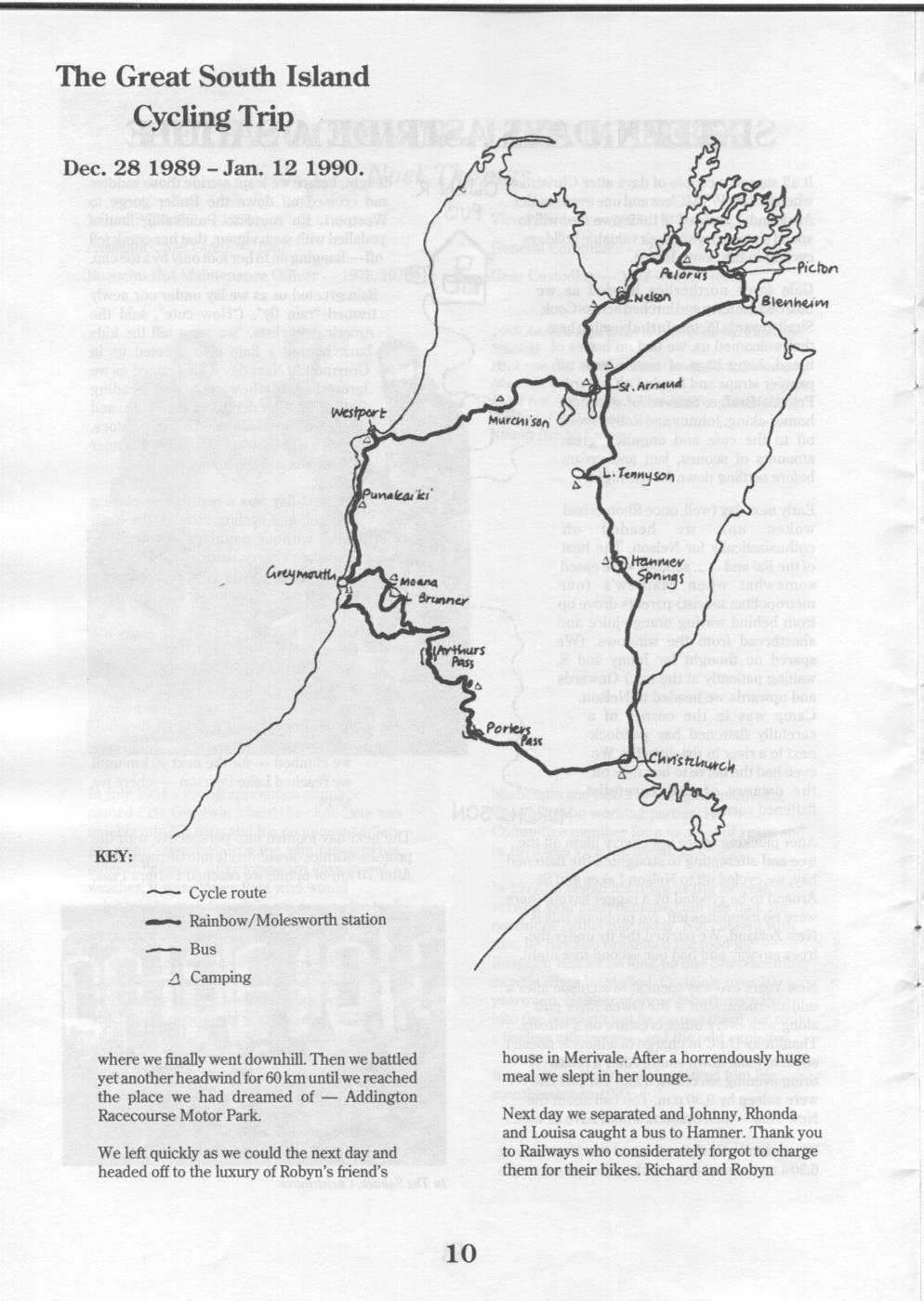 Scanned journal page 2 of 4: Sixteen Days Astride a Saddle (The Great South Island Cycling Trip)