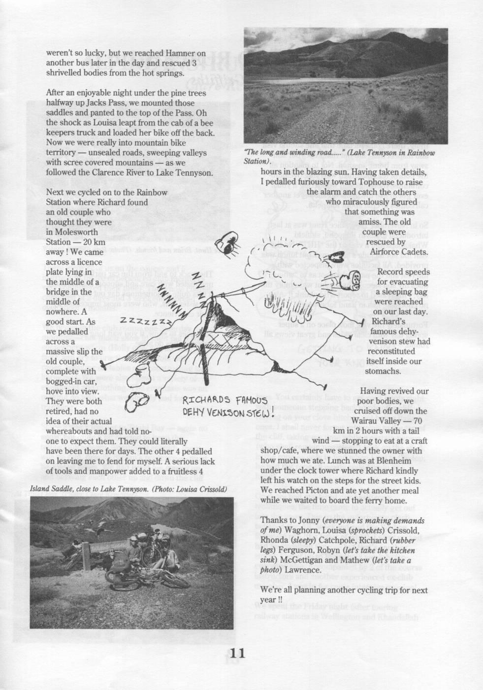 Scanned journal page 3 of 4: Sixteen Days Astride a Saddle (The Great South Island Cycling Trip)