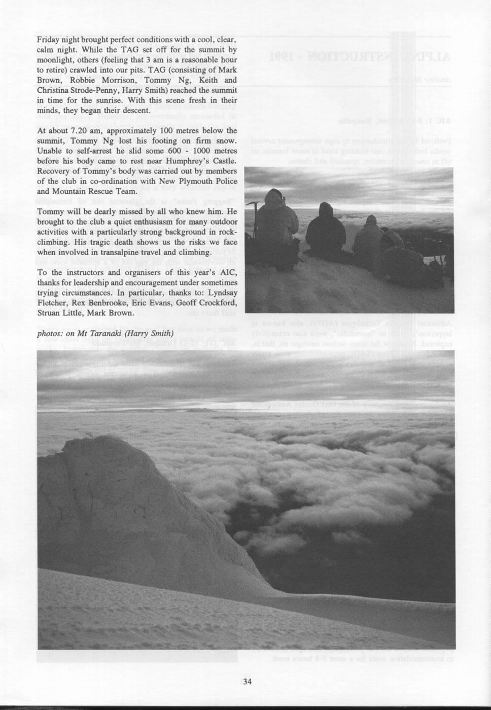 Scanned journal page 2 of 3: Alpine Instruction - 1991