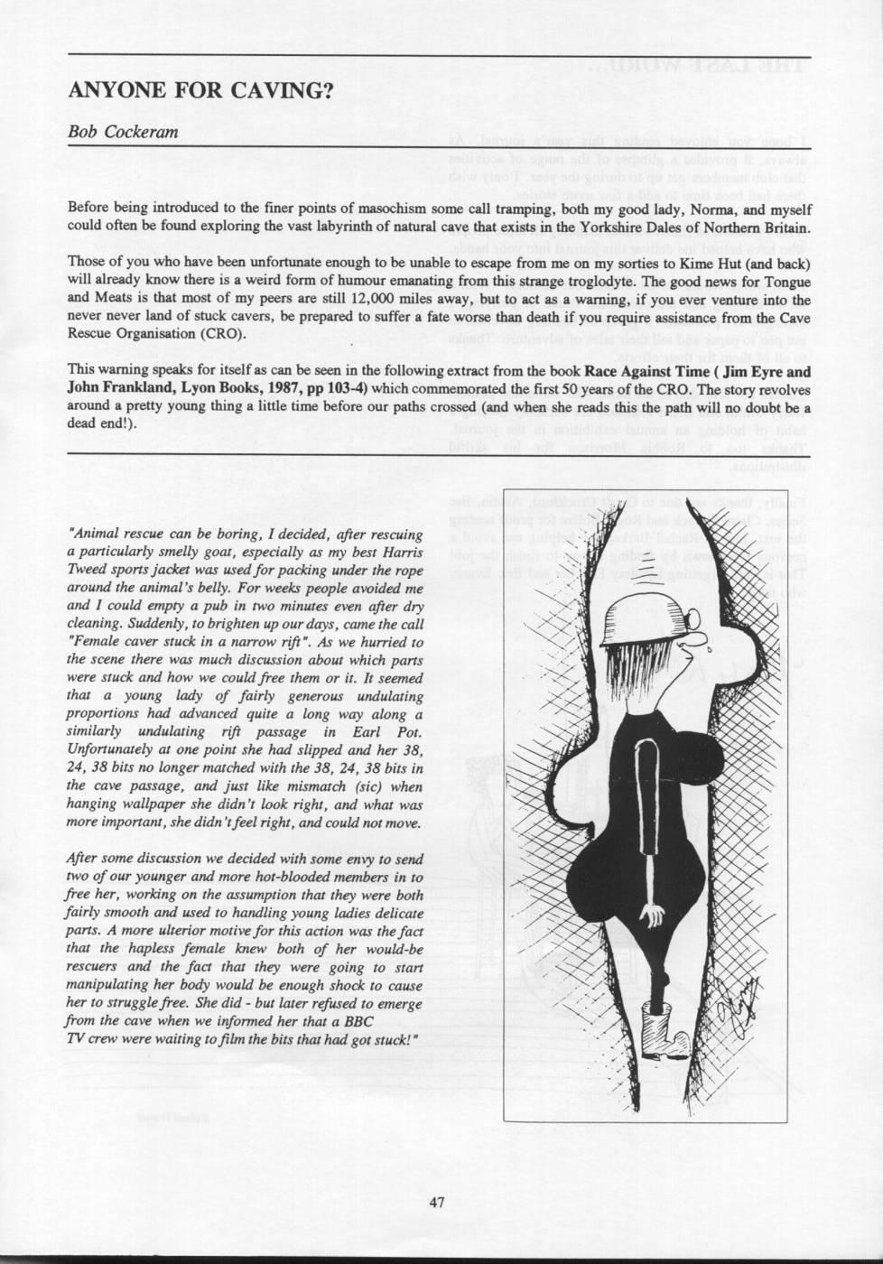 Scanned journal page 1 of 2: Anyone for Caving?