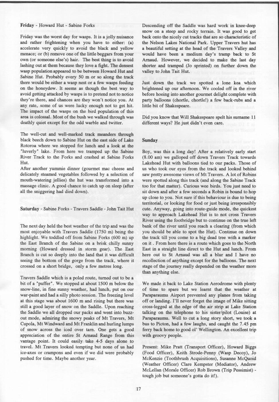 Scanned journal page 2 of 3: Anzac Epic: a journey to Nelson Lakes