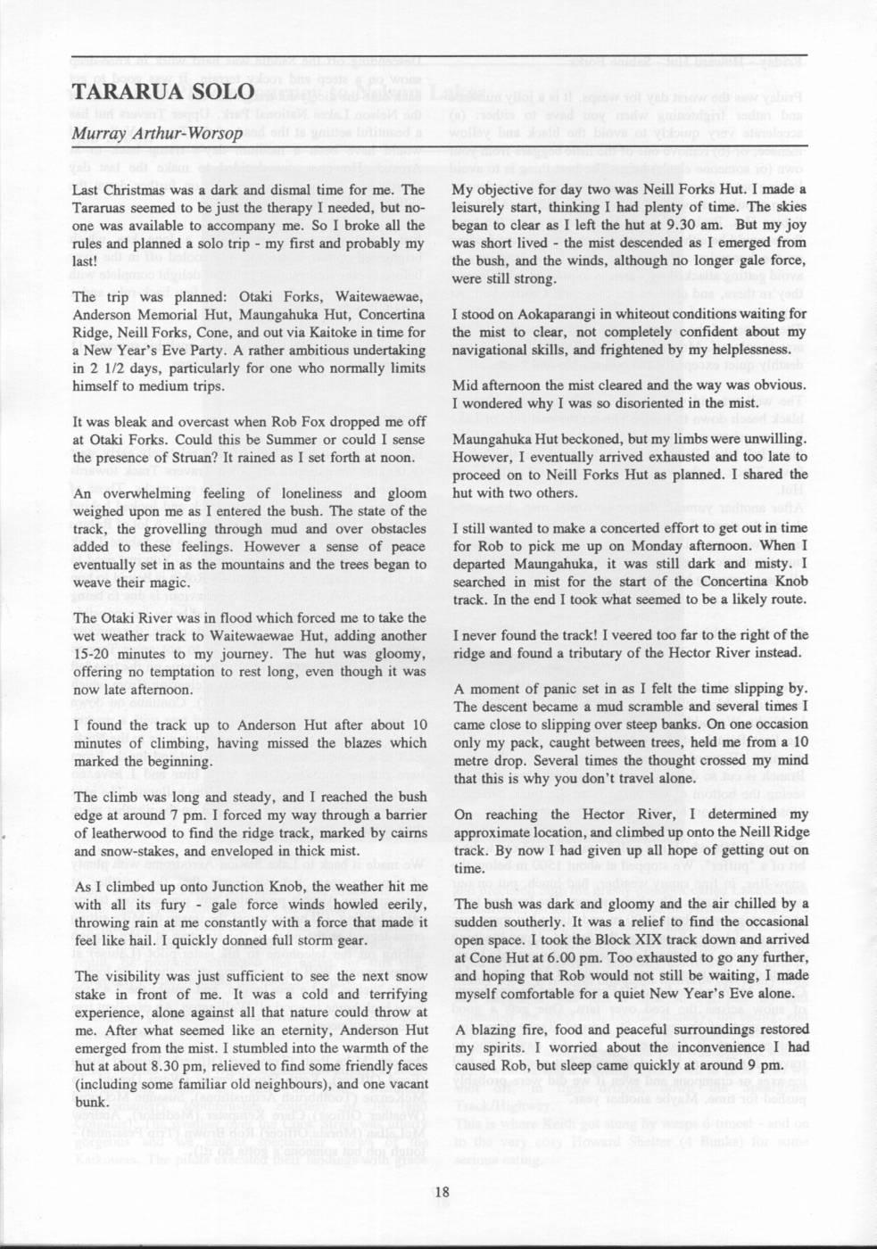 Scanned journal page 3 of 3: Anzac Epic: a journey to Nelson Lakes