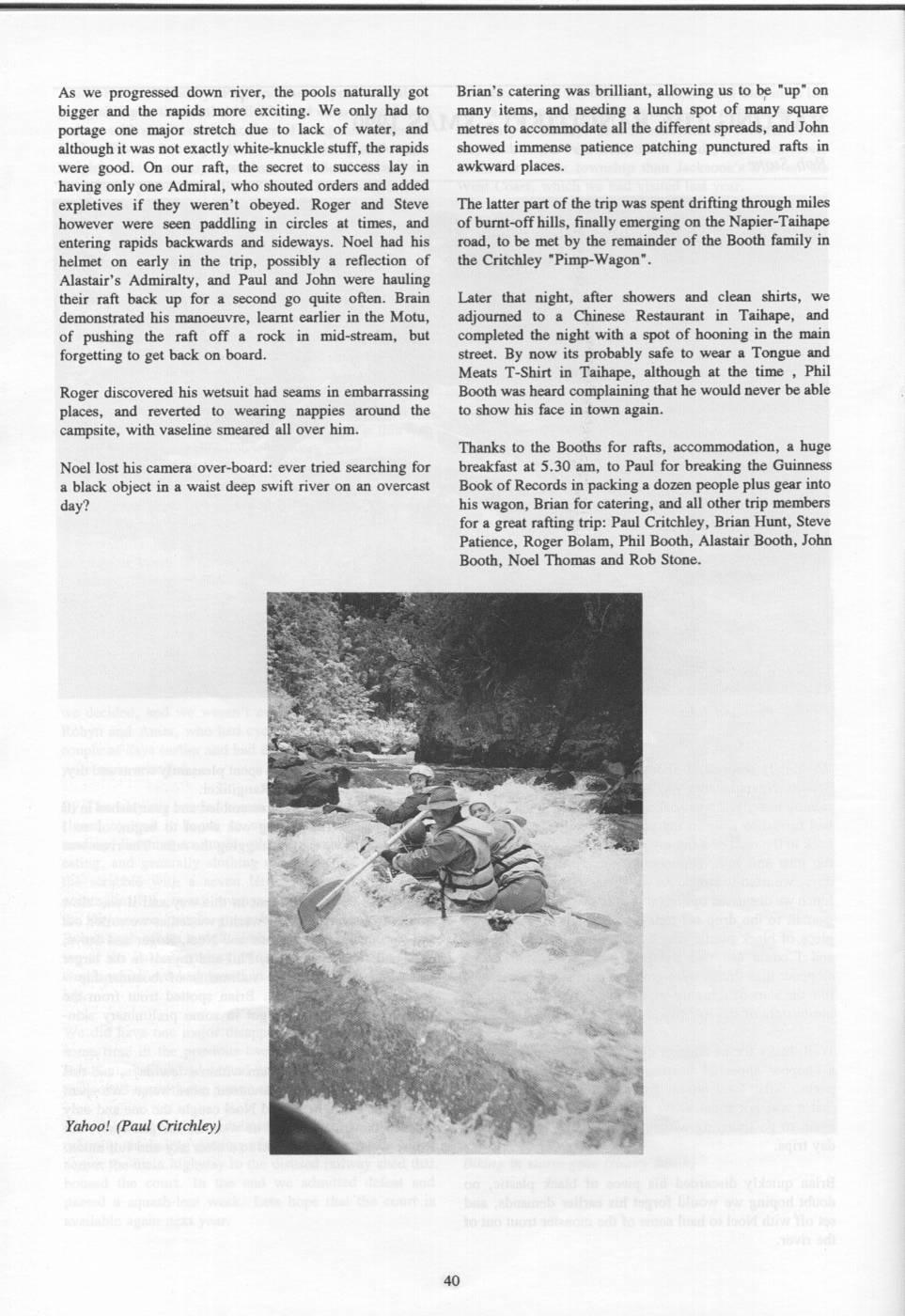 Scanned journal page 2 of 3: Rafting the Rangitikei - Xmas 1990