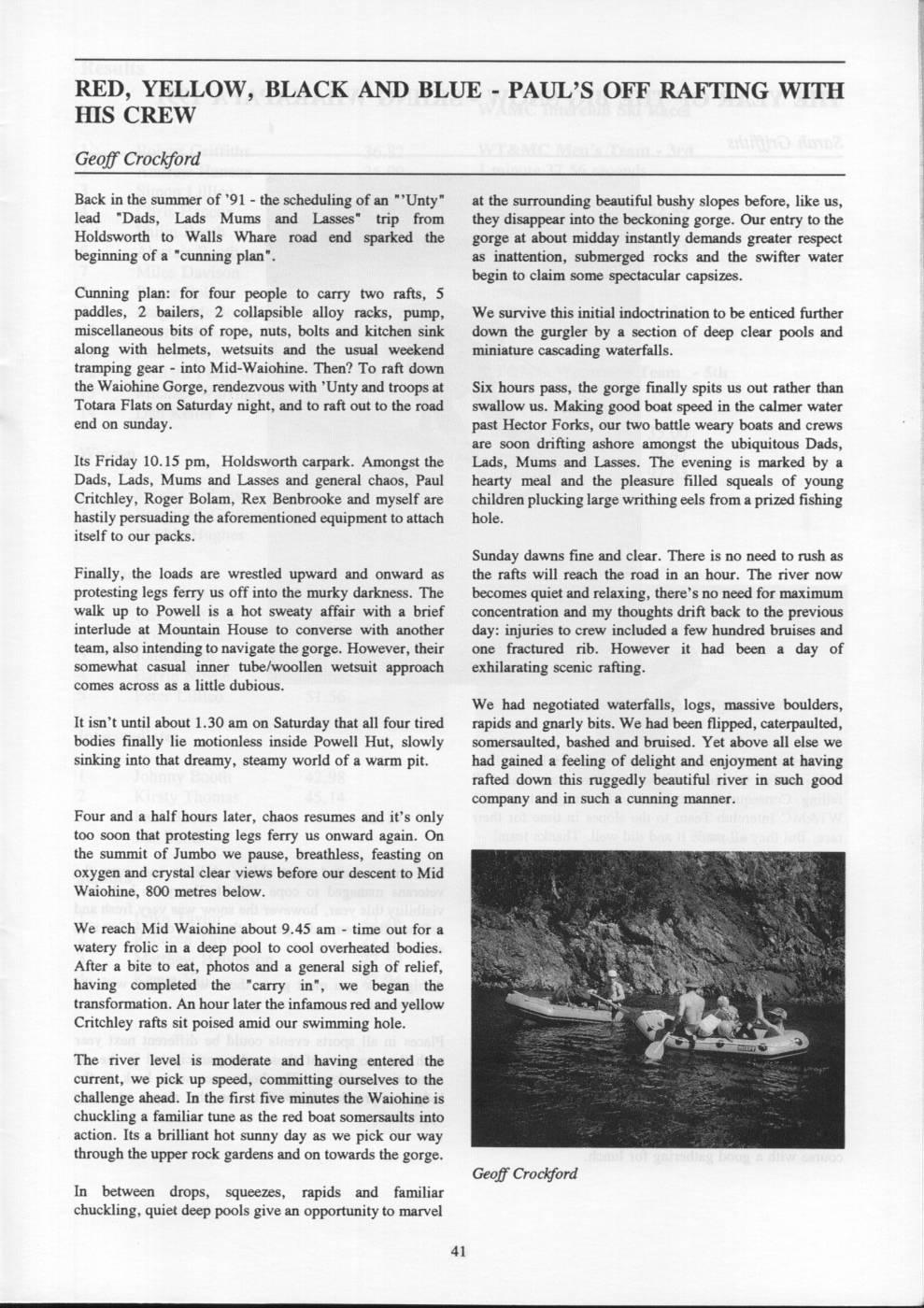 Scanned journal page 1 of 2: Red, Yellow, Black and Blue - Paul's off rafting with his crew