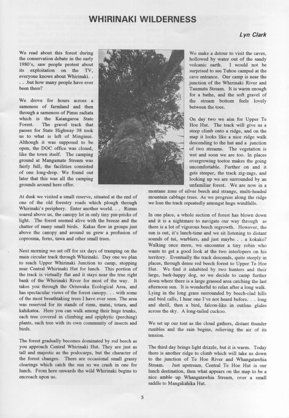 Scanned journal page 1 of 4: Whirinaki Wilderness
