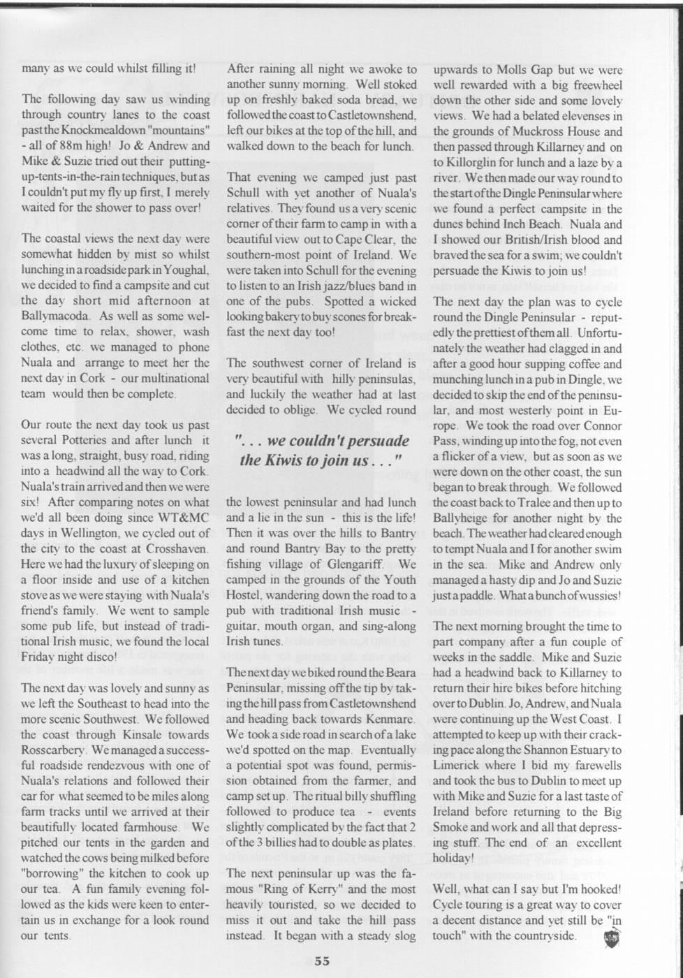 Scanned journal page 2 of 3: Cycle Touring in Eire