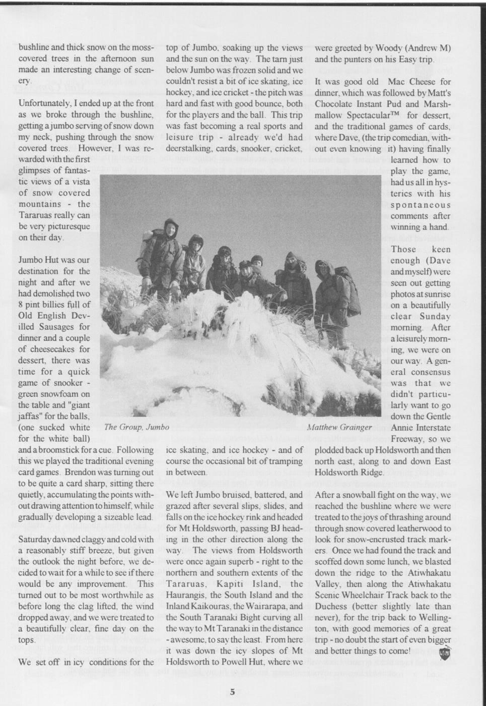 Scanned journal page 2 of 3: Searching for an Ice Hockey Tarn - Teenagers Tramping 1993