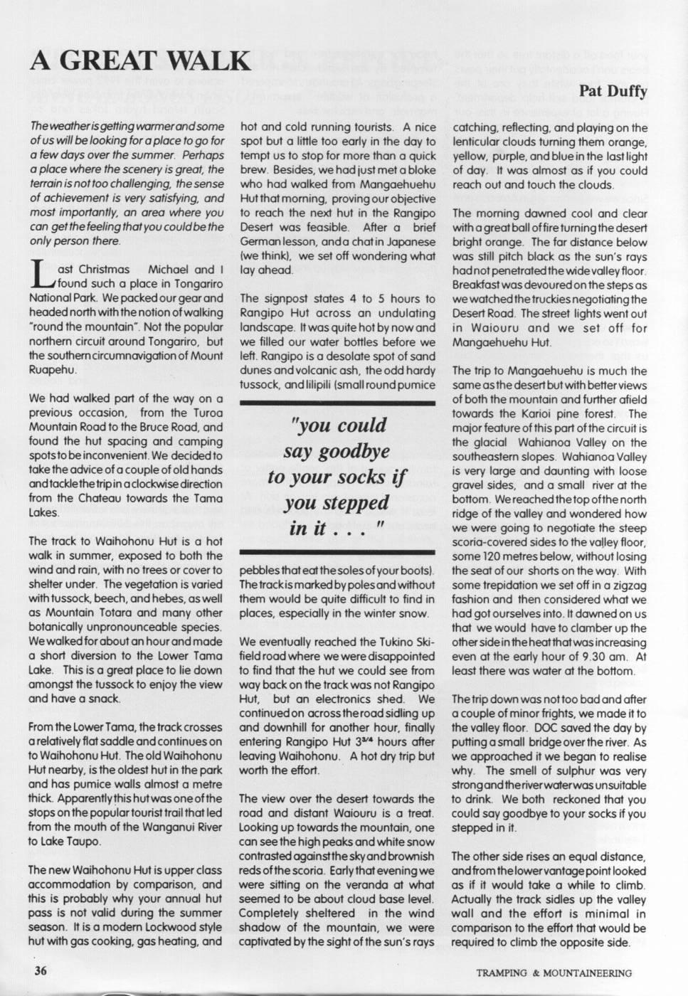 Scanned journal page 1 of 3: A Great Walk