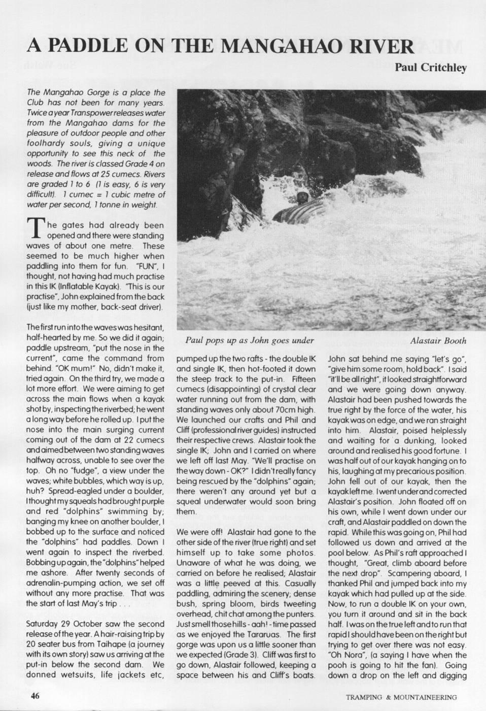 Scanned journal page 1 of 3: A Paddle on the Mangahao River