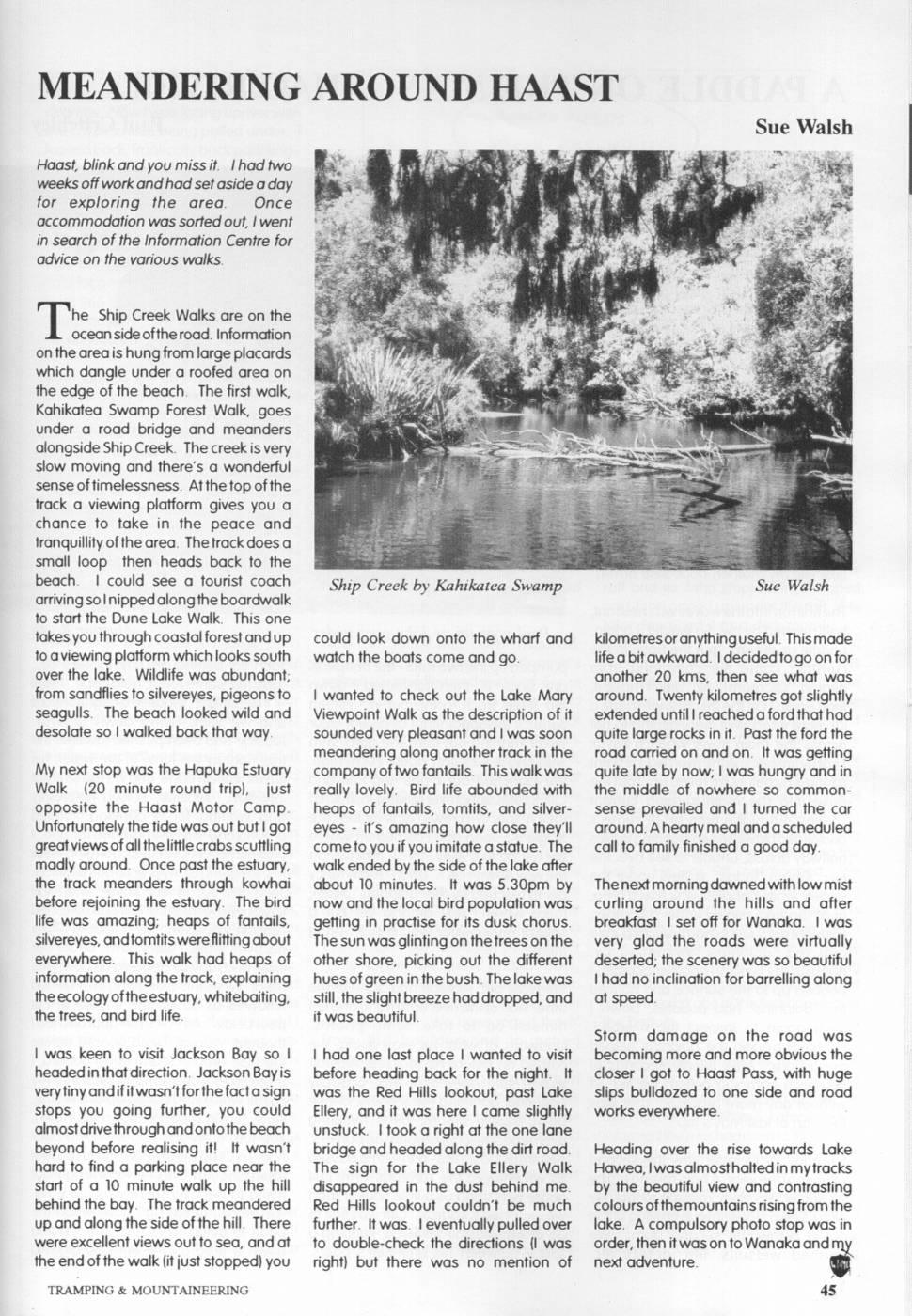 Scanned journal page 1 of 2: Meandering Around Haast