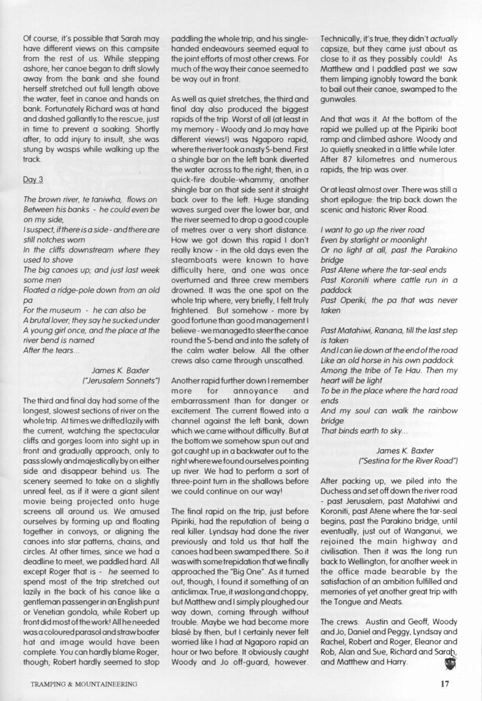 Scanned journal page 4 of 5: Paddling to Pipiriki: a canoe trip down the Wanganui River