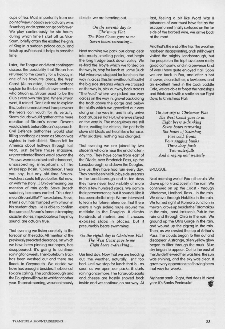 Scanned journal page 5 of 6: The Eight Days of Christmas Flat