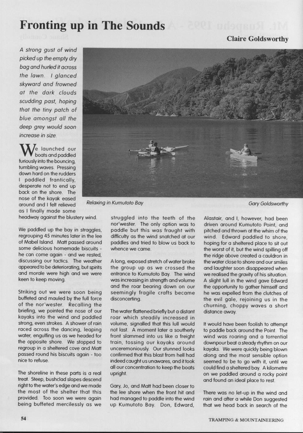 Scanned journal page 1 of 3: Fronting up in The Sounds