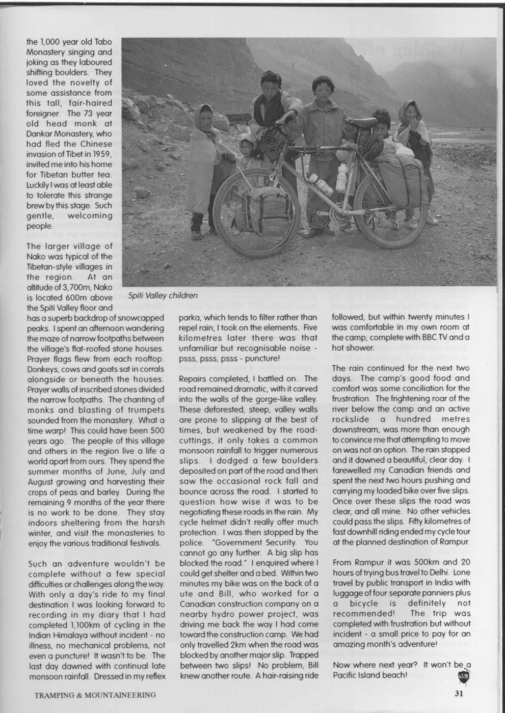 Scanned journal page 3 of 4: The Indian Himalaya by Bike