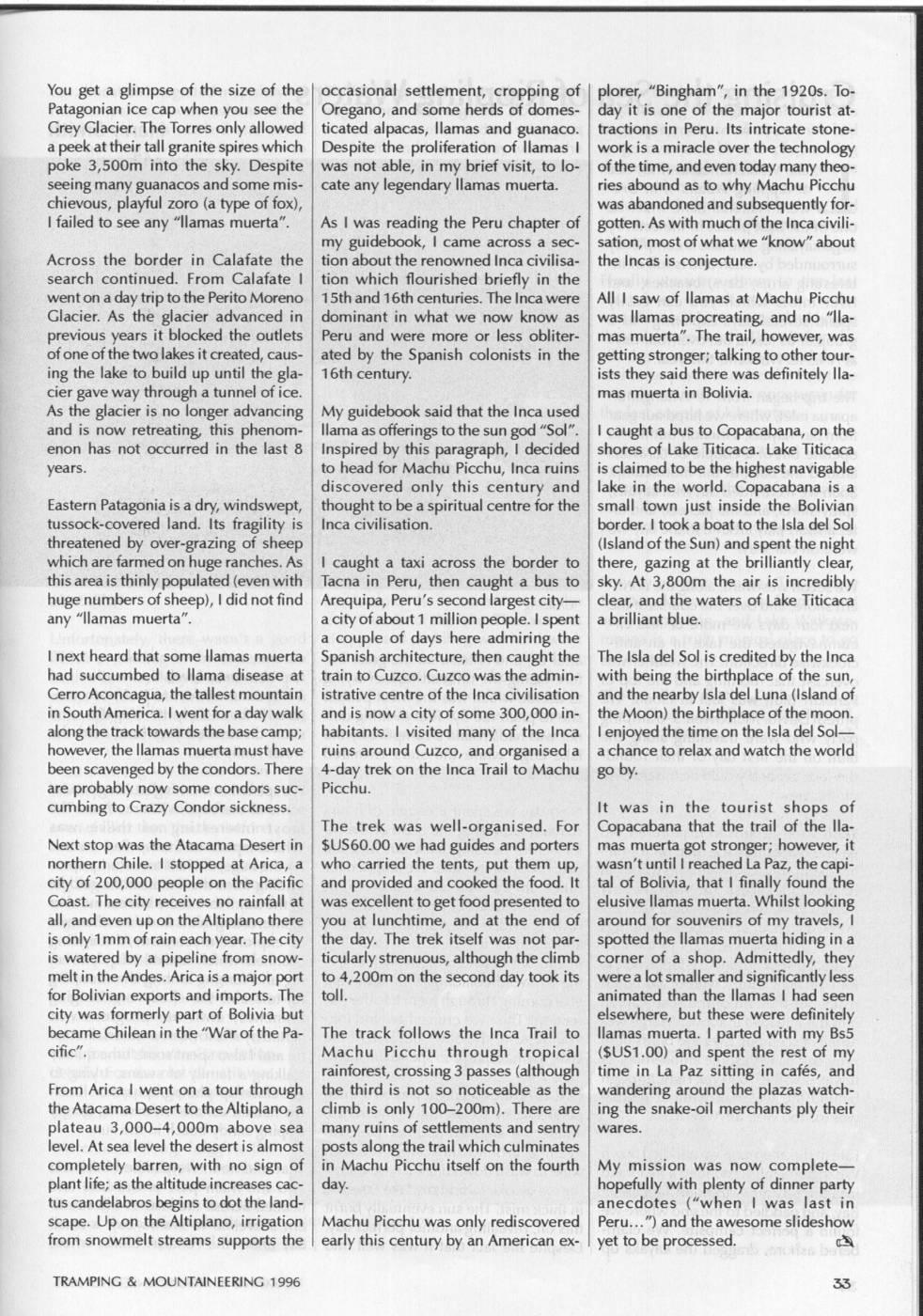 Scanned journal page 2 of 3: En Busca de Llamas Muerta (In Search of Dead Llamas)