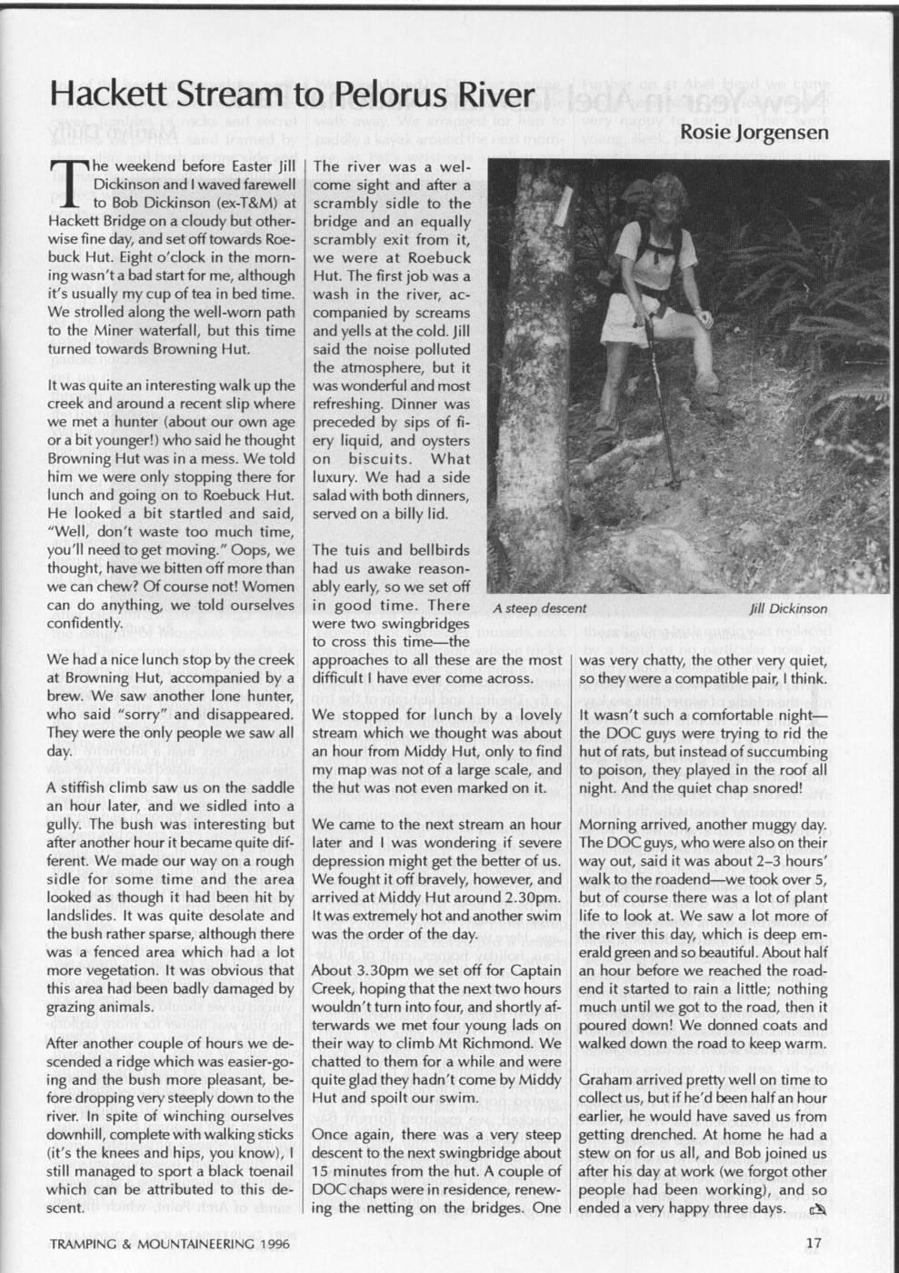 Scanned journal page 1 of 2: Hackett Stream to Pelorus River