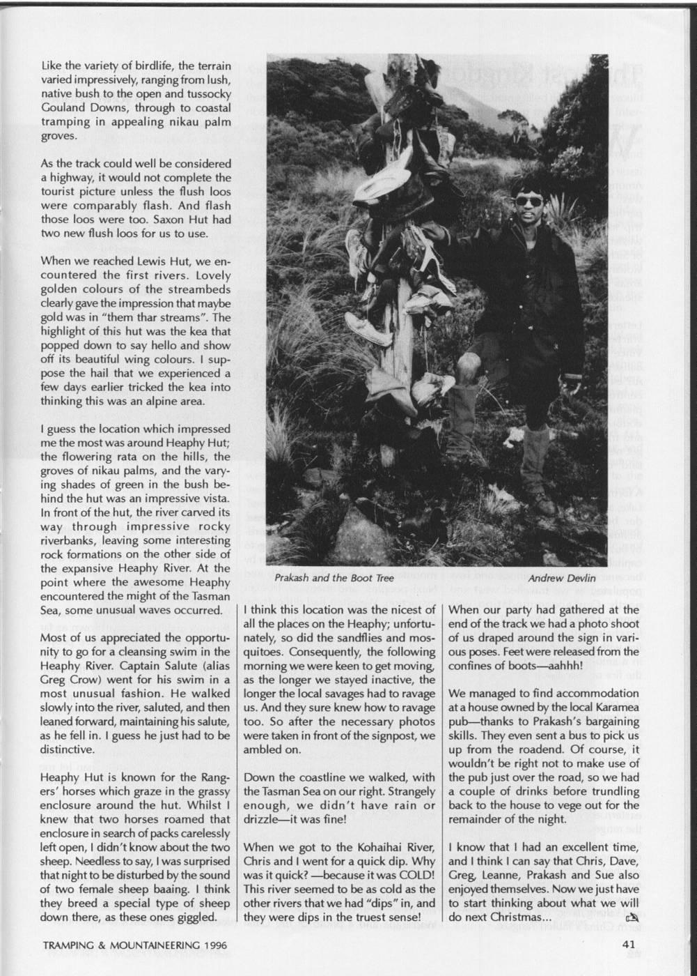 Scanned journal page 2 of 3: Hiking the Heaphy