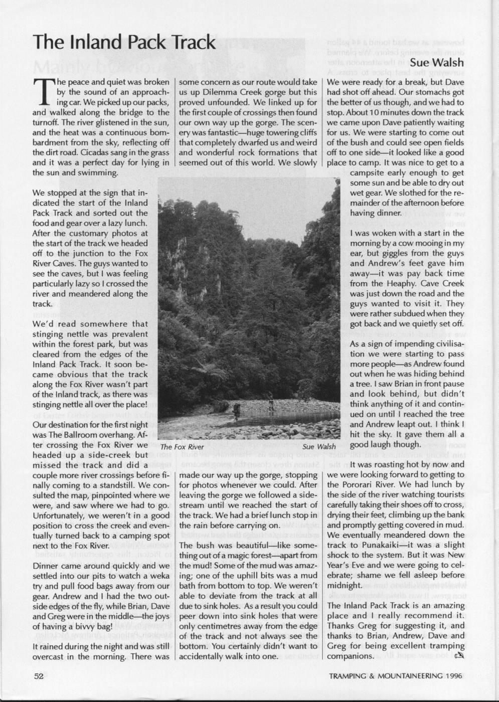 Scanned journal page 1 of 2: The Inland Pack Track