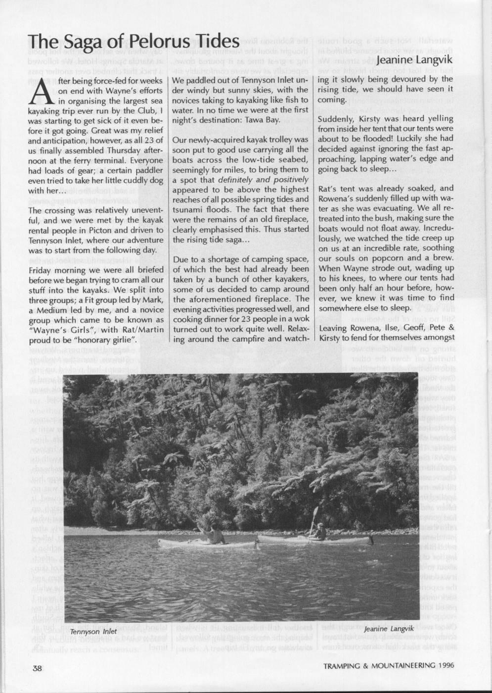 Scanned journal page 1 of 3: The Saga of Pelorus Tides