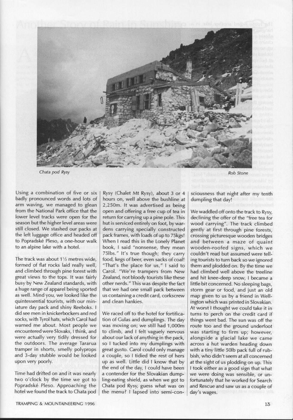 Scanned journal page 2 of 4: Trekking Slovakian Style