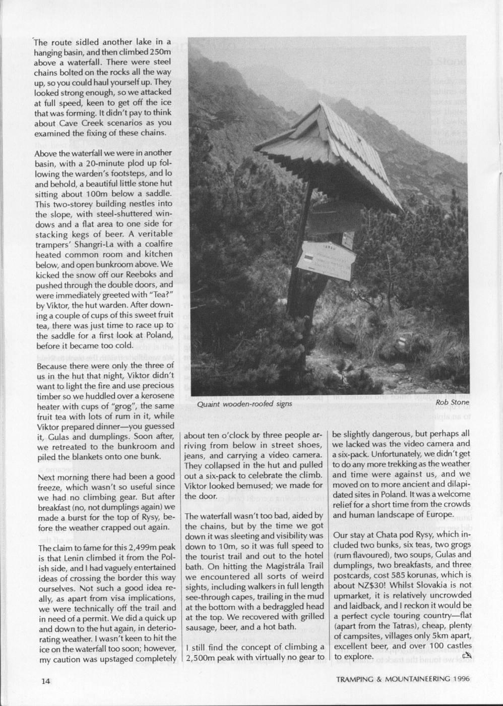 Scanned journal page 3 of 4: Trekking Slovakian Style