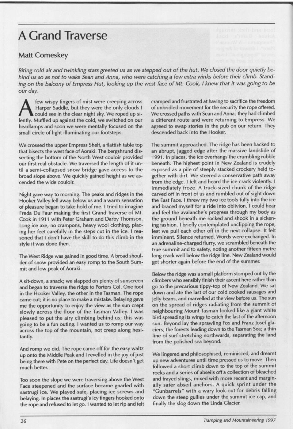 Scanned journal page 1 of 3: A Grand Traverse