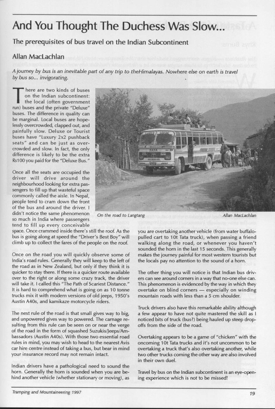 Scanned journal page 1 of 2: And You Thought The Duchess Was Slow...