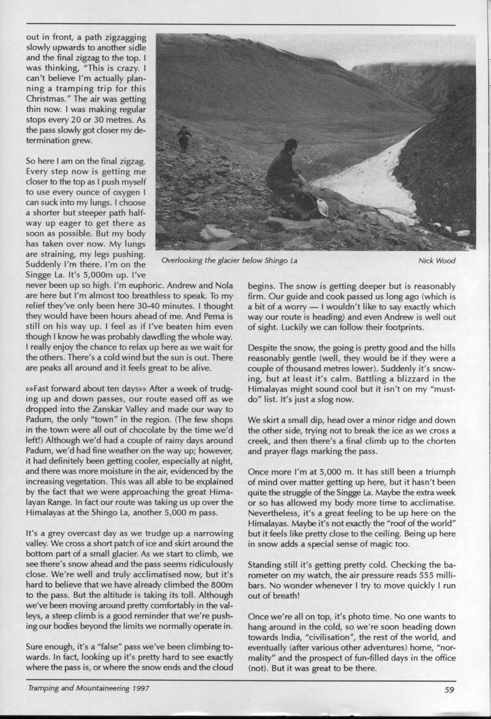 Scanned journal page 2 of 3: High 5's in Ladakh & Zanskar