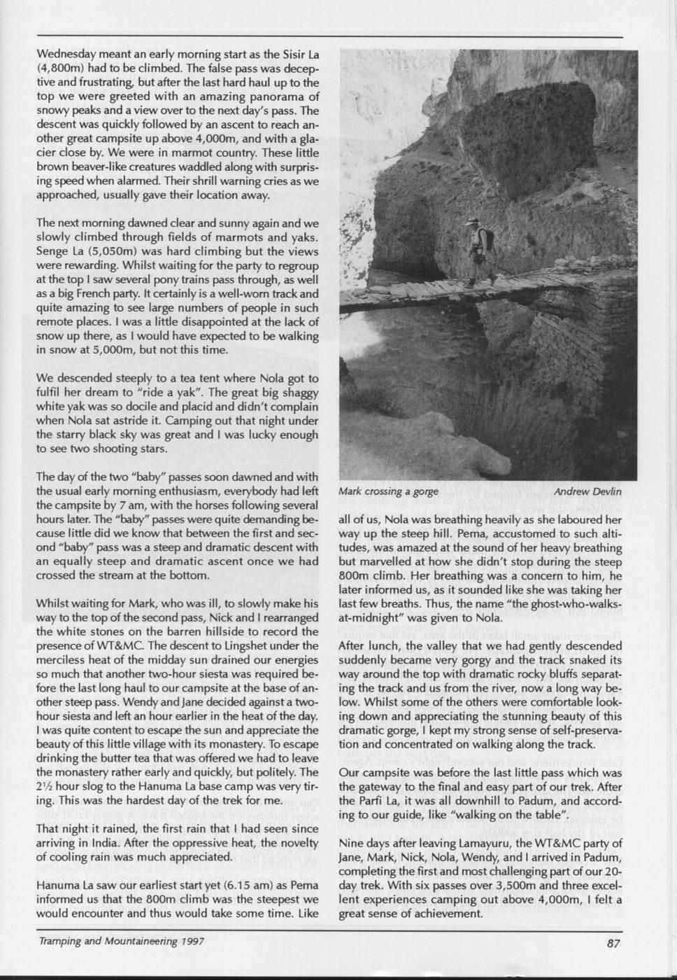 Scanned journal page 2 of 3: Lamayuru to Padum in Northern India