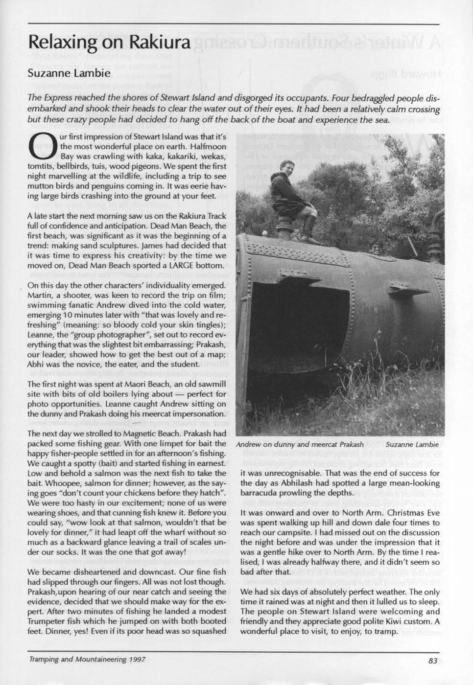 Scanned journal page 1 of 2: Relaxing on Rakiura