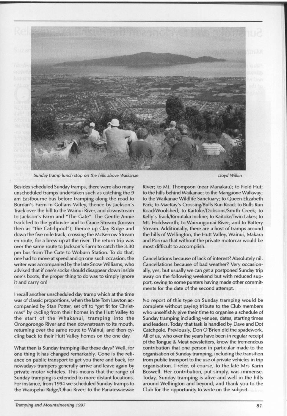 Scanned journal page 2 of 3: Sunday Tramping Then and Now