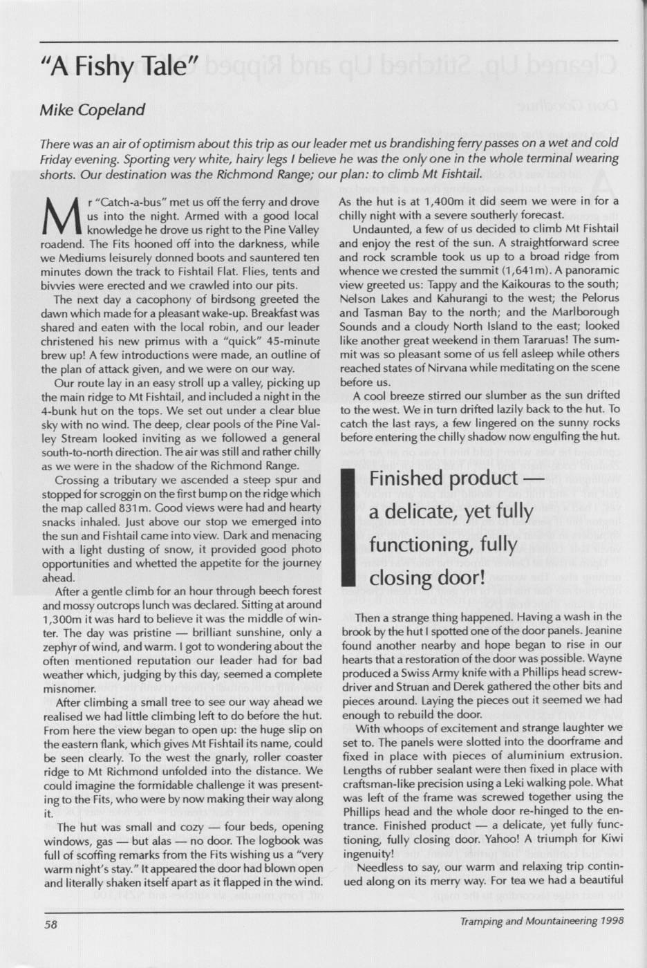 Scanned journal page 1 of 3: "A Fishy Tale"