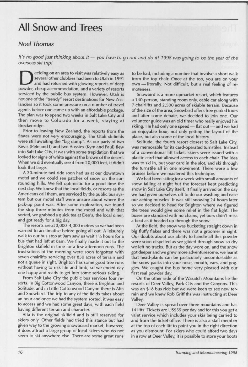 Scanned journal page 1 of 3: All Snow and Trees