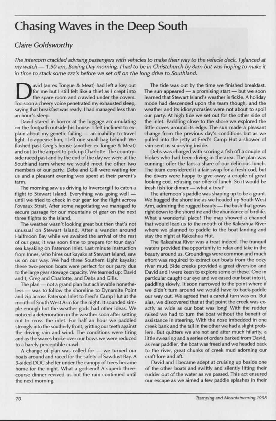Scanned journal page 1 of 4: Chasing Waves in the Deep South