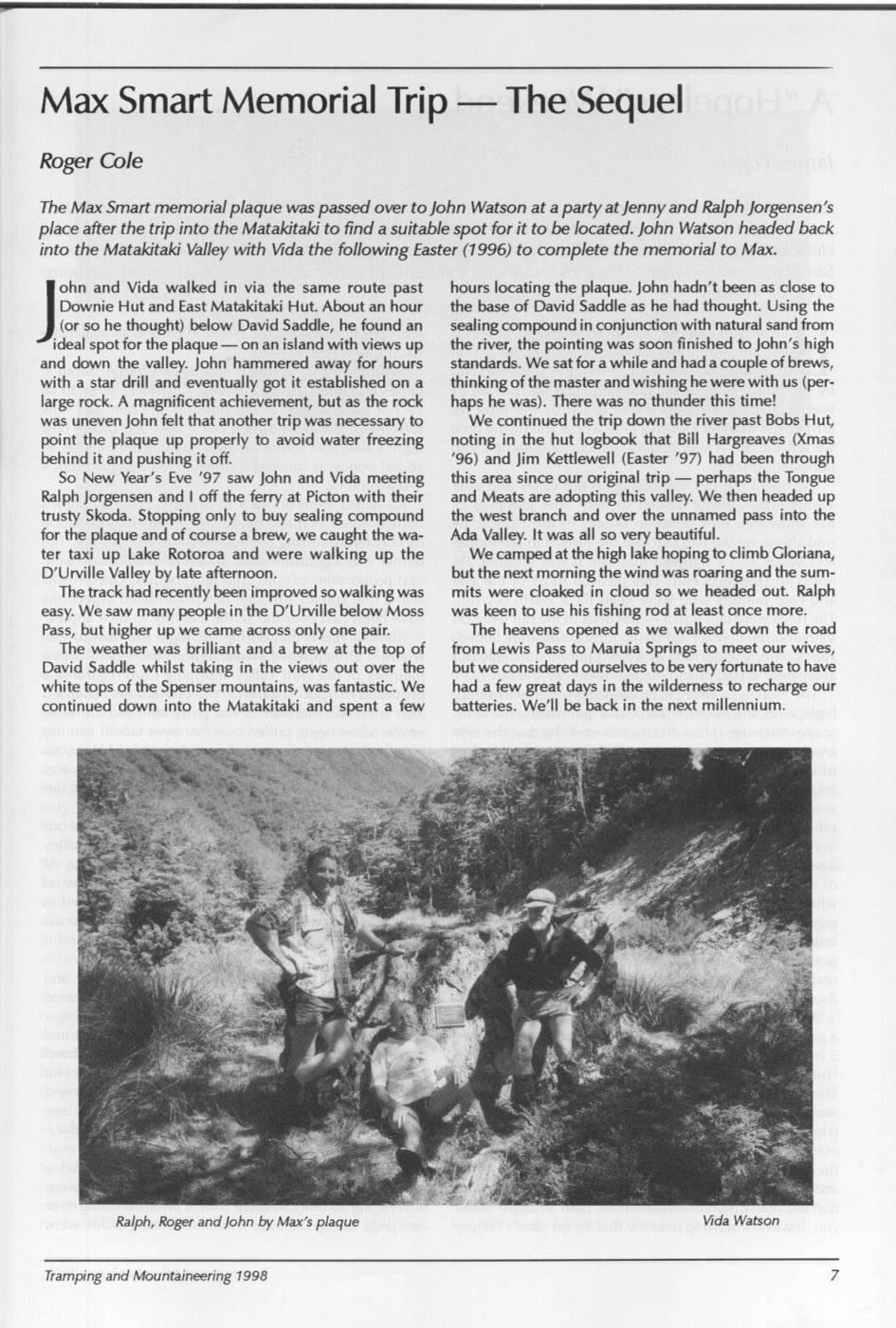 Scanned journal page 1 of 2: Max Smart Memorial Trip - The Sequel