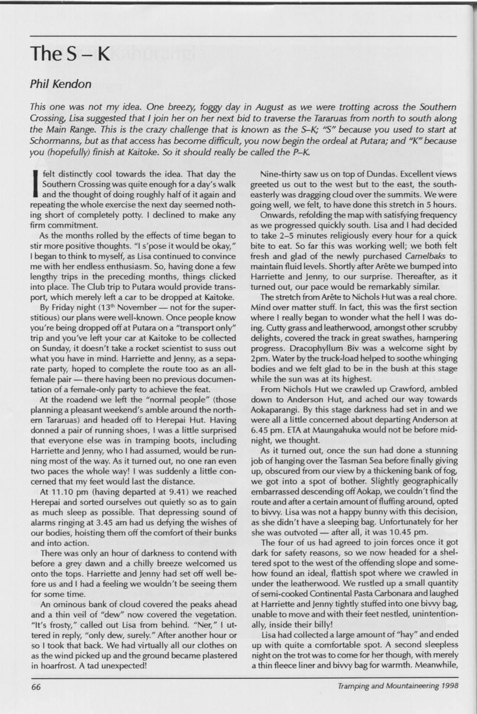 Scanned journal page 1 of 3: The S-K