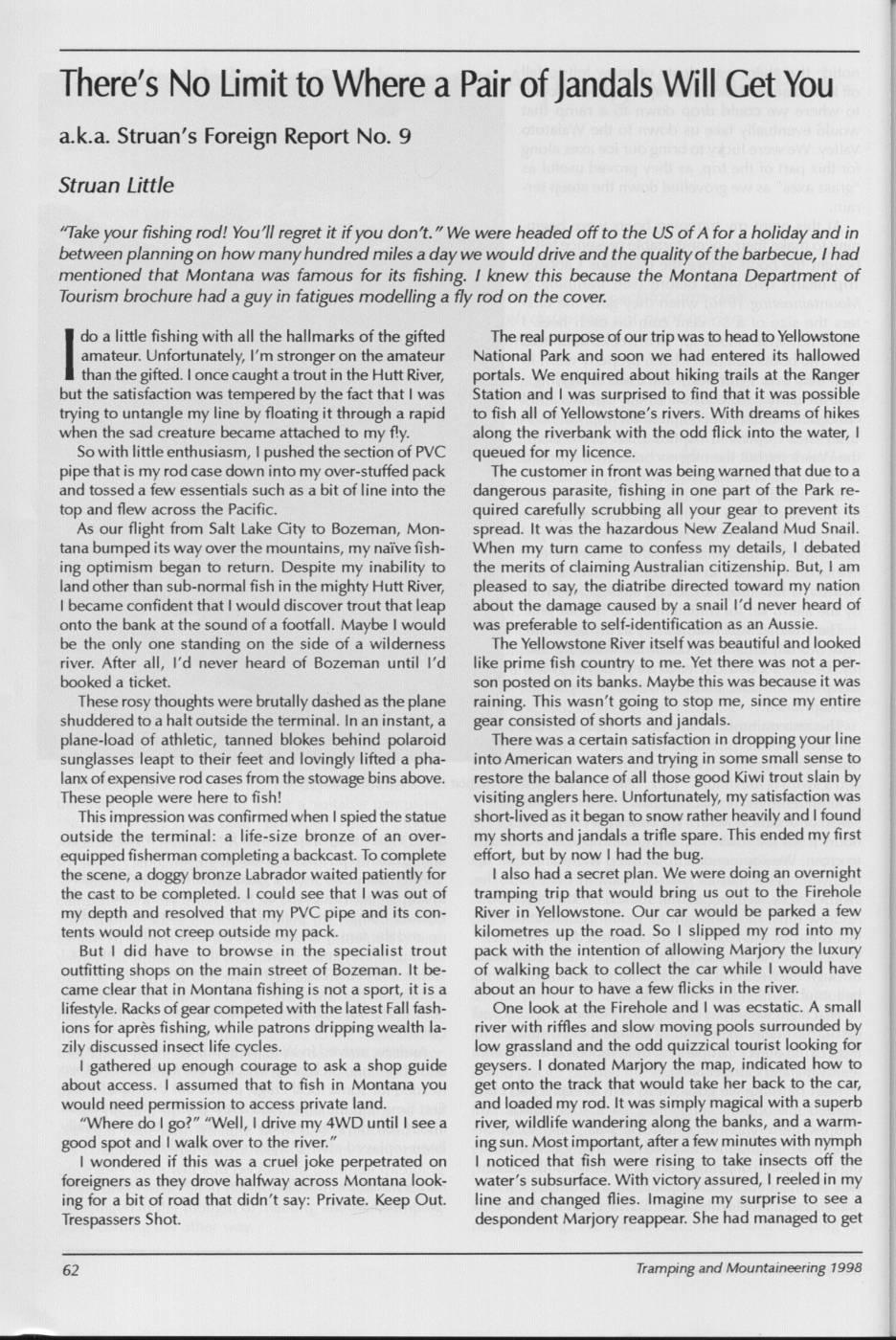Scanned journal page 1 of 3: There's No Limit to Where a Pair of Jandals Will Get You (Struan's Foreign Report No. 9)