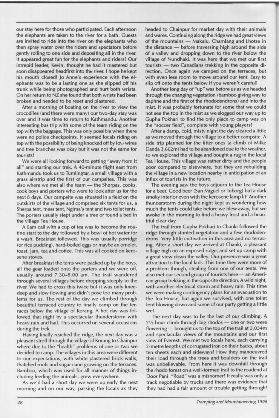 Scanned journal page 2 of 4: Trekking in Eastern Nepal