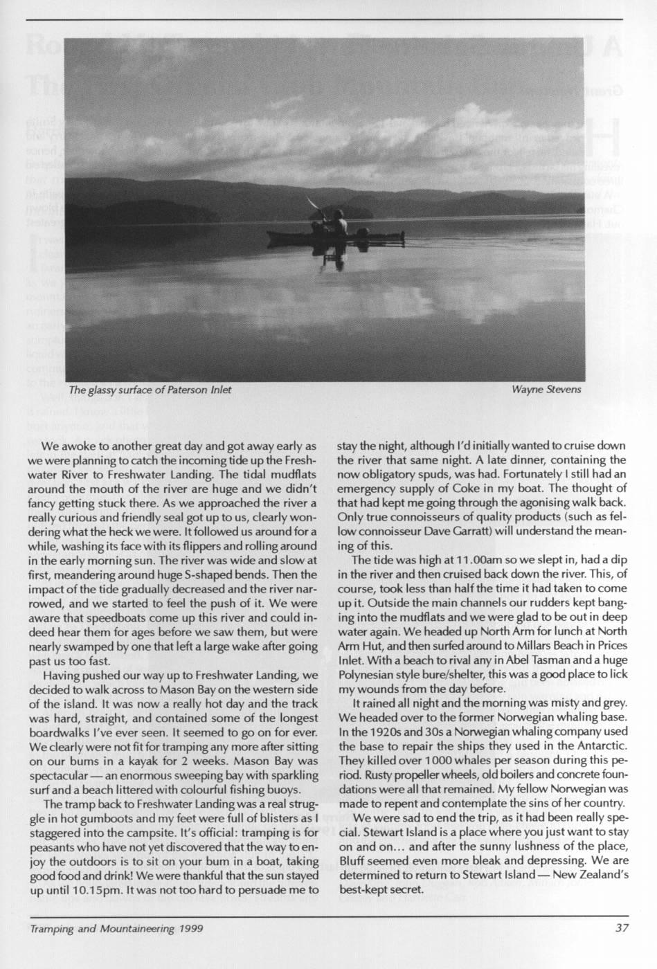 Scanned journal page 2 of 3: A Journey to New Zealand's Best-Kept Secret - Kayaking at Stewart Island