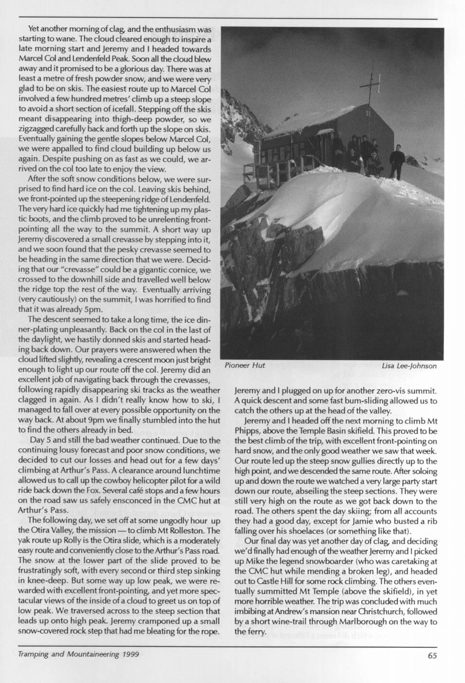 Scanned journal page 2 of 3: A Winter Break at Pioneer Hut