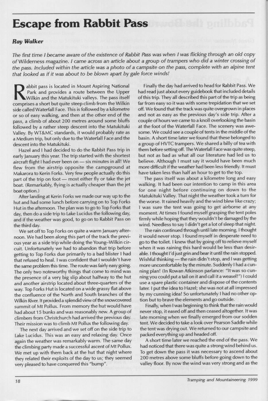 Scanned journal page 1 of 3: Escape from Rabbit Pass