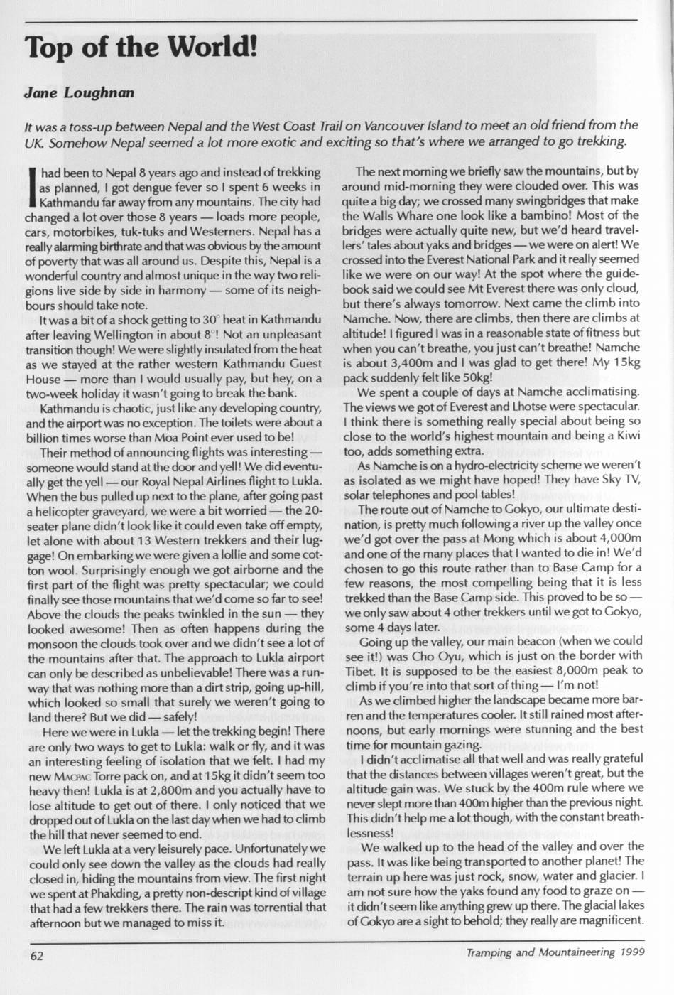 Scanned journal page 3 of 3: "One Special Southern" 5-7 March 1999